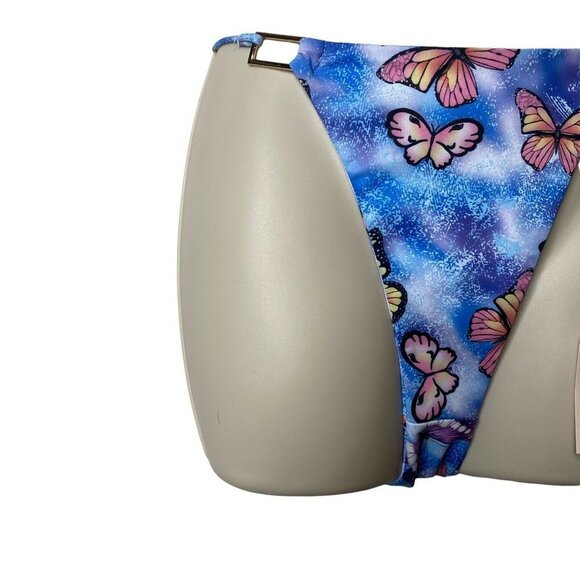 Superdown Makenna Butterfly Cheeky Blue 90s Inspired Bikini Swim Bottoms Size M - Picture 5 of 9